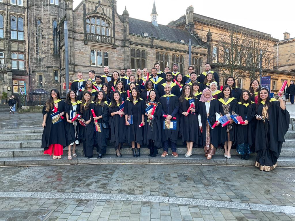 MBA Class of 2022 group photo at graduation, University of Edinburgh
